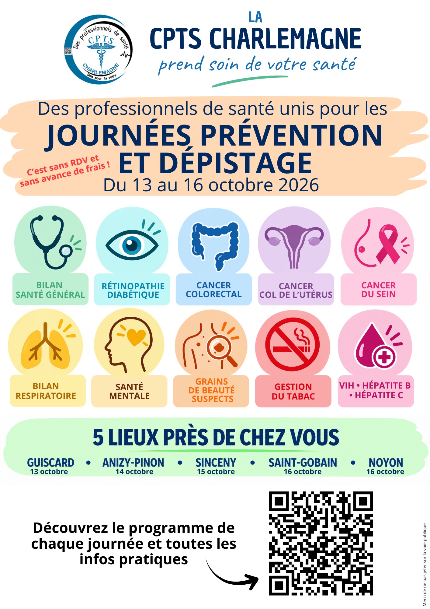 Journées prévention et dépistage : la CPTS Charlemagne vient à votre rencontre du 13 au 16 octobre